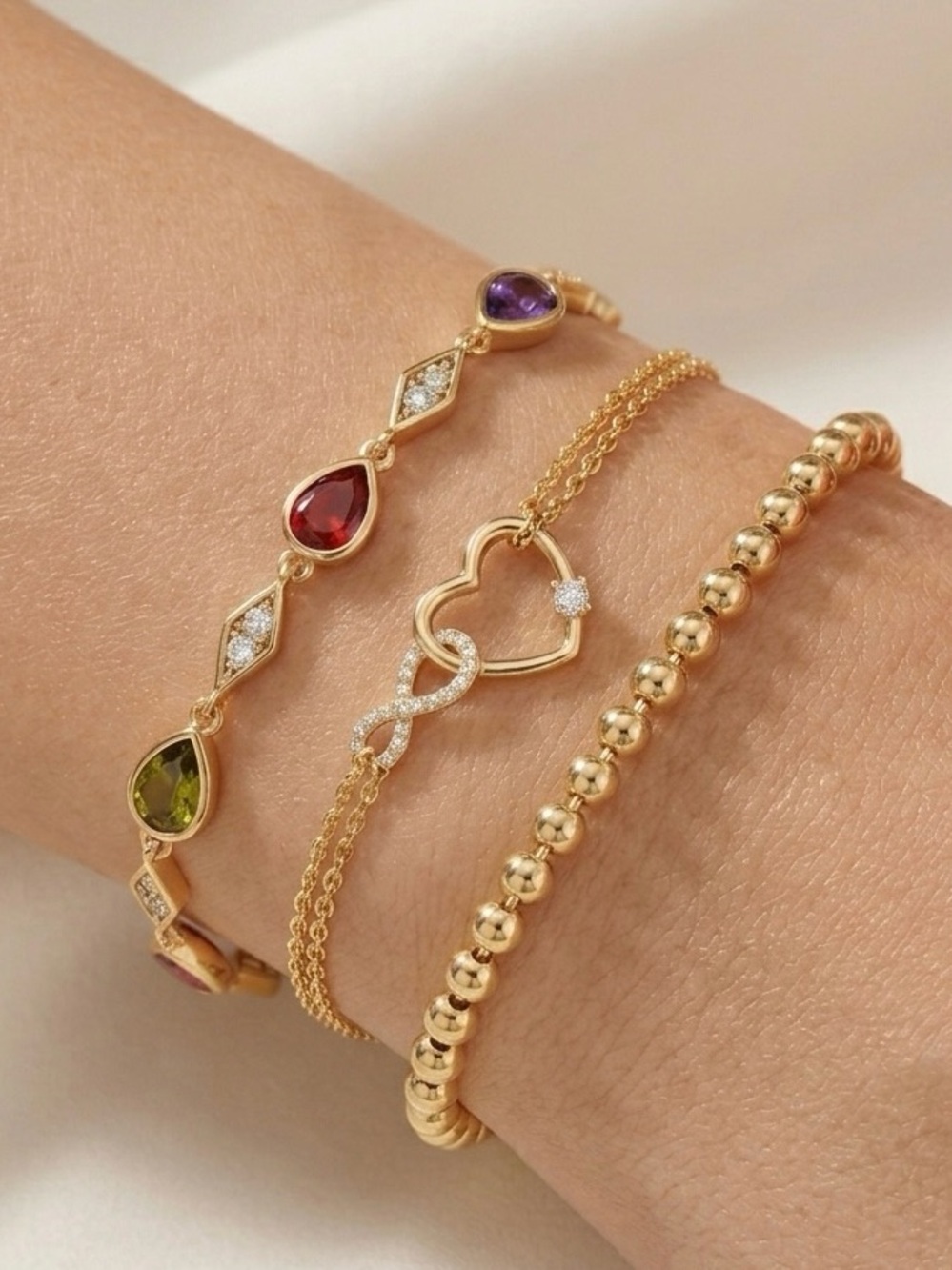 Gold Bracelets Women 14K Gold Plated WaterResistant Dainty Stackable Jewelry Set